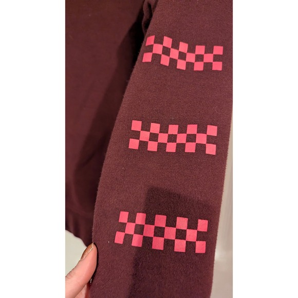 Vans Burgundy Checkerboard Pullover Hoodie Sweatshirt Size S - Picture 6 of 9